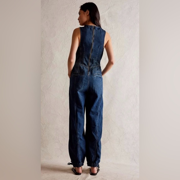 NWT We the Free x Free People Match Point Denim Jumpsuit S Slim Fit - Picture 2 of 14